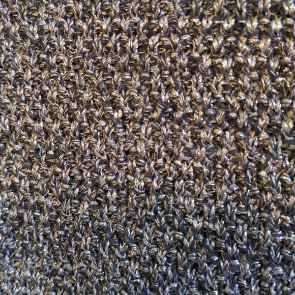 Charter Club Petite Silver Metallic Crochet Cardigan Sweater Size PM - Picture 4 of 11